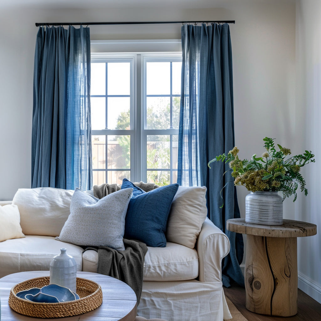Olivia Custom Linen Blackout Curtains - Deconovo US