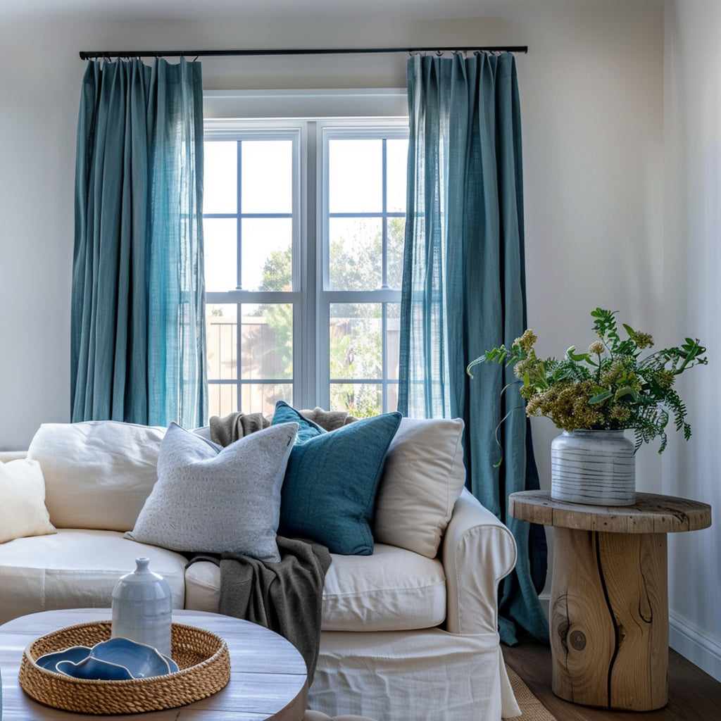 Olivia Custom Linen Blackout Curtains - Deconovo US