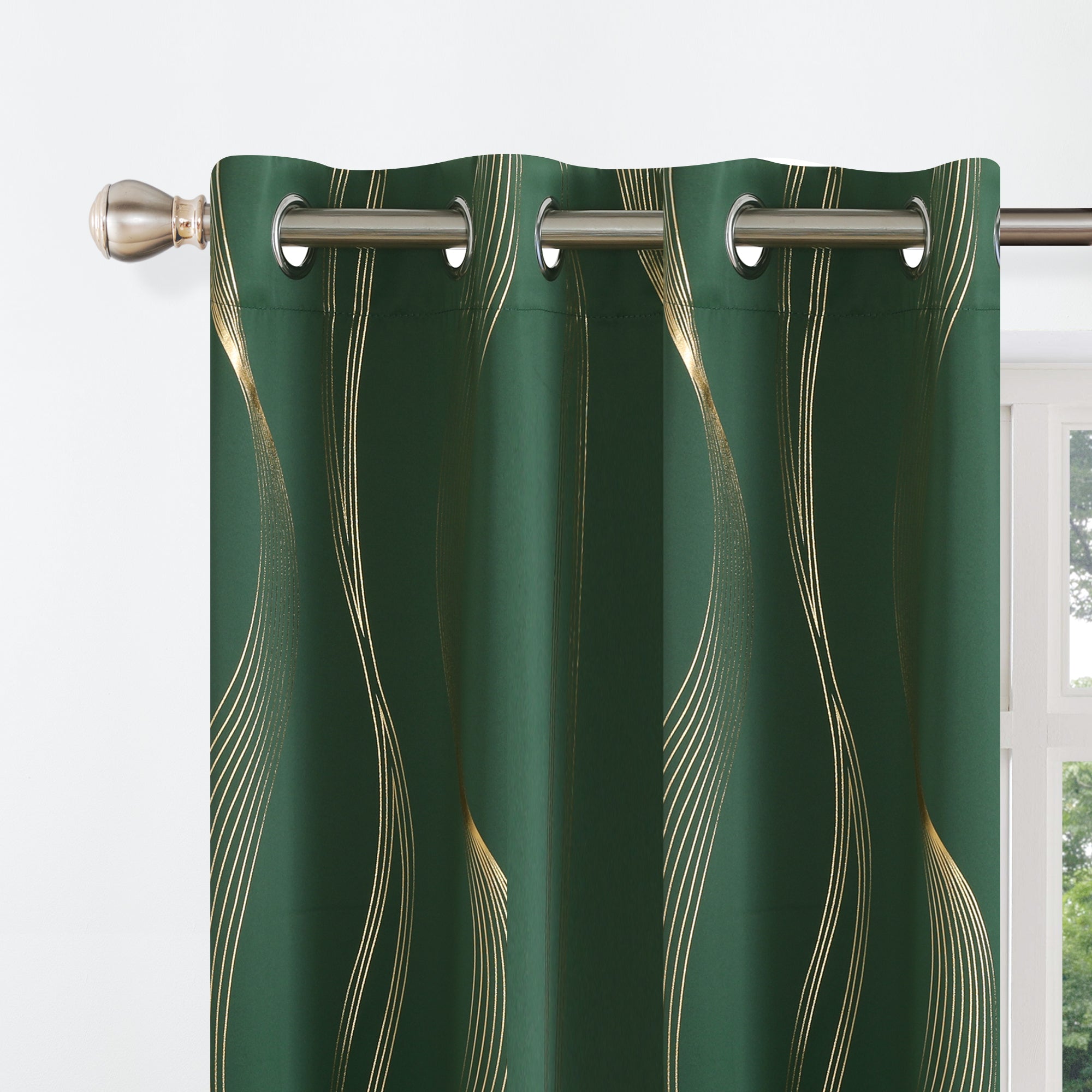 Deconovo Set of 2 Thermal Insulated Blackout Curtains with Foil Golden