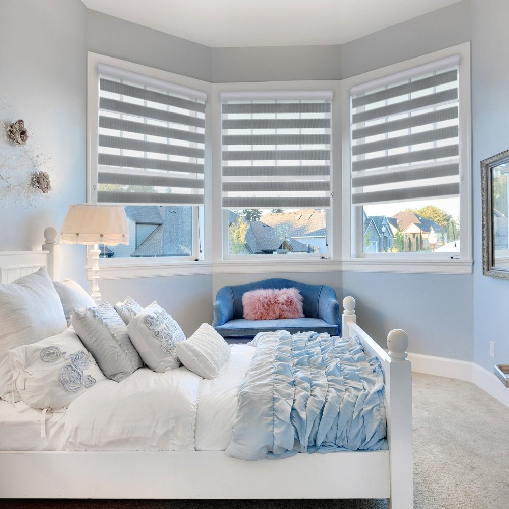 Amelia Custom Light Filtering and Waterproof Zebra Blinds - Deconovo US