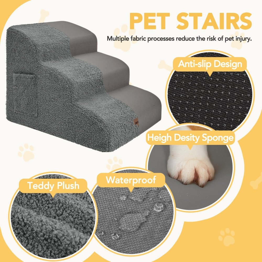 Deconovo Dog Stairs for Small Dogs, Pet Stairs Dog Ramp with Removable, Washable Cover and Non - Slip Floor - Deconovo US