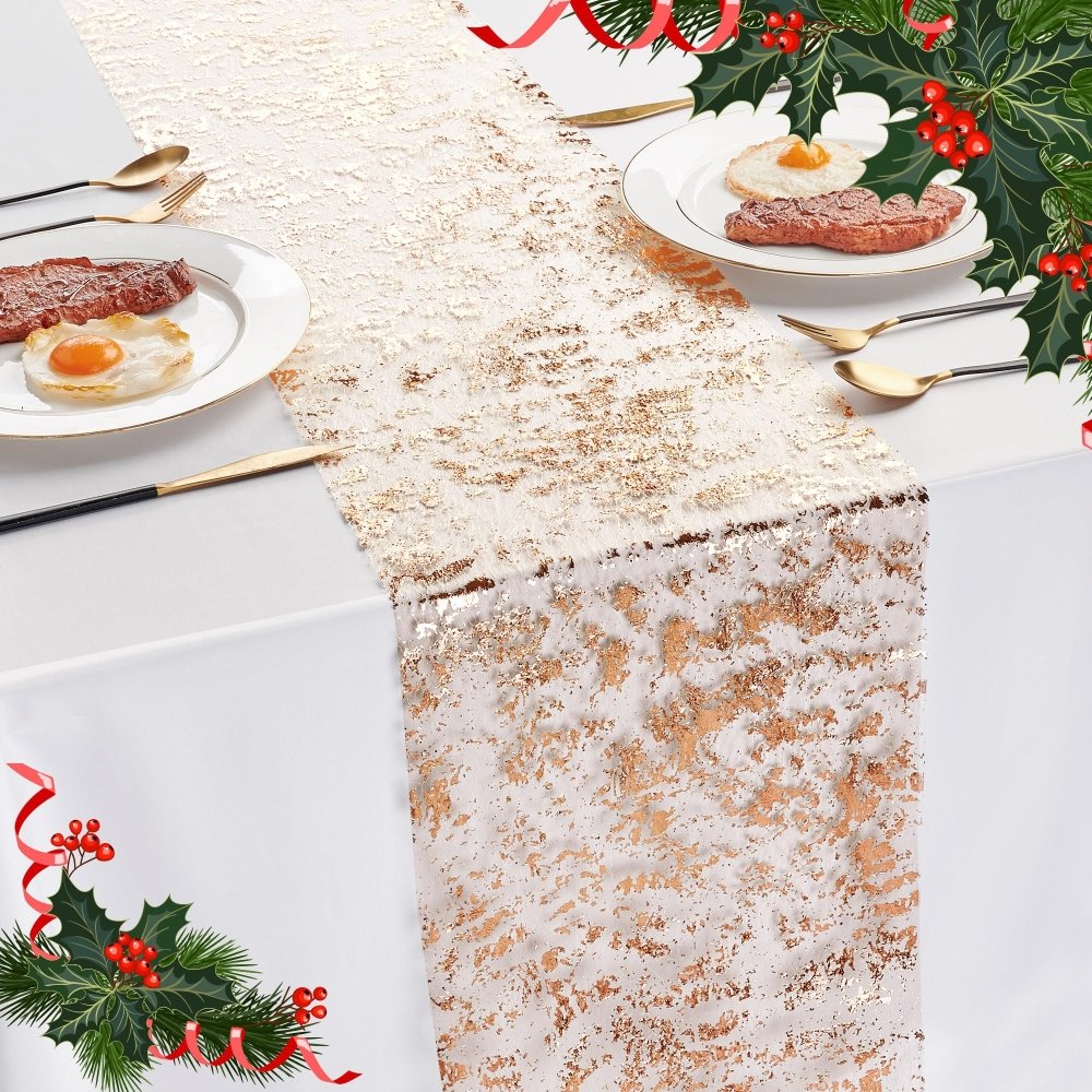 Deconovo Sequin Glitter Metallic Foil Table Runner, Mesh Sparkle for Weddings, Parties, Events, Holiday, DIY Decor - Deconovo US