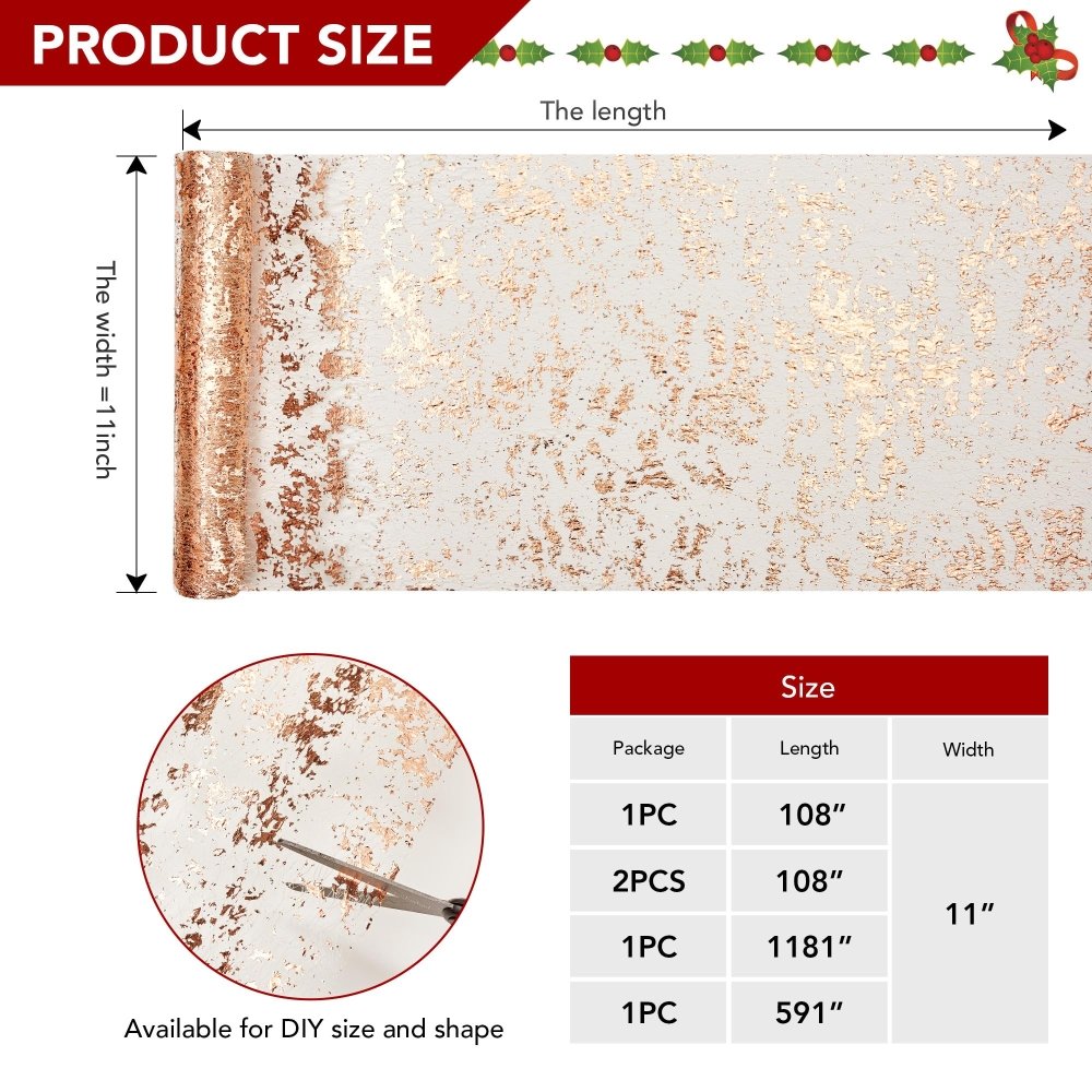 Deconovo Sequin Glitter Metallic Foil Table Runner, Mesh Sparkle for Weddings, Parties, Events, Holiday, DIY Decor - Deconovo US
