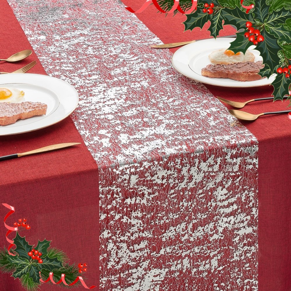 Deconovo Sequin Glitter Metallic Foil Table Runner, Mesh Sparkle for Weddings, Parties, Events, Holiday, DIY Decor - Deconovo US
