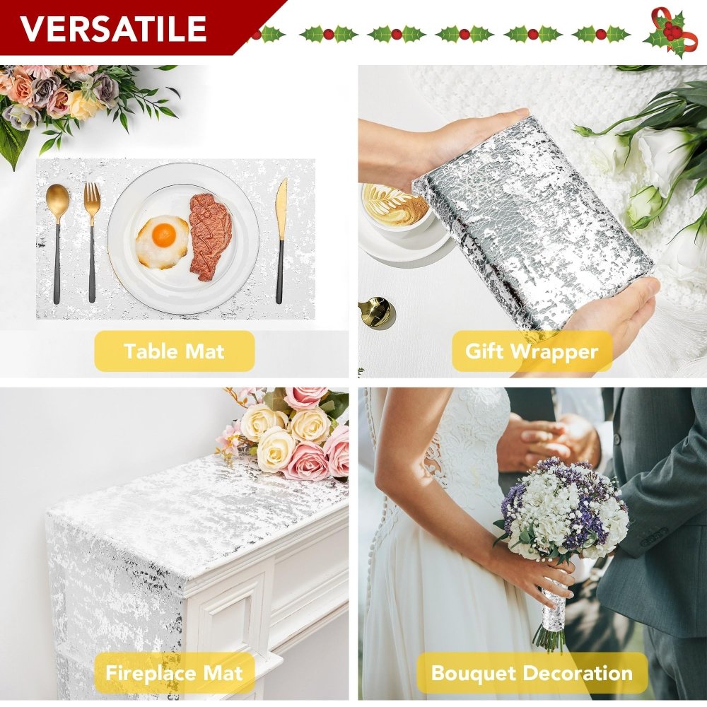 Deconovo Sequin Glitter Metallic Foil Table Runner, Mesh Sparkle for Weddings, Parties, Events, Holiday, DIY Decor - Deconovo US
