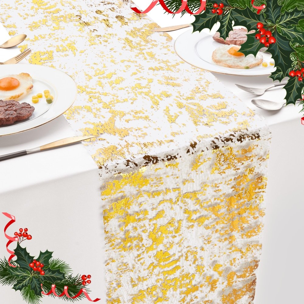 Deconovo Sequin Glitter Metallic Foil Table Runner, Mesh Sparkle for Weddings, Parties, Events, Holiday, DIY Decor - Deconovo US