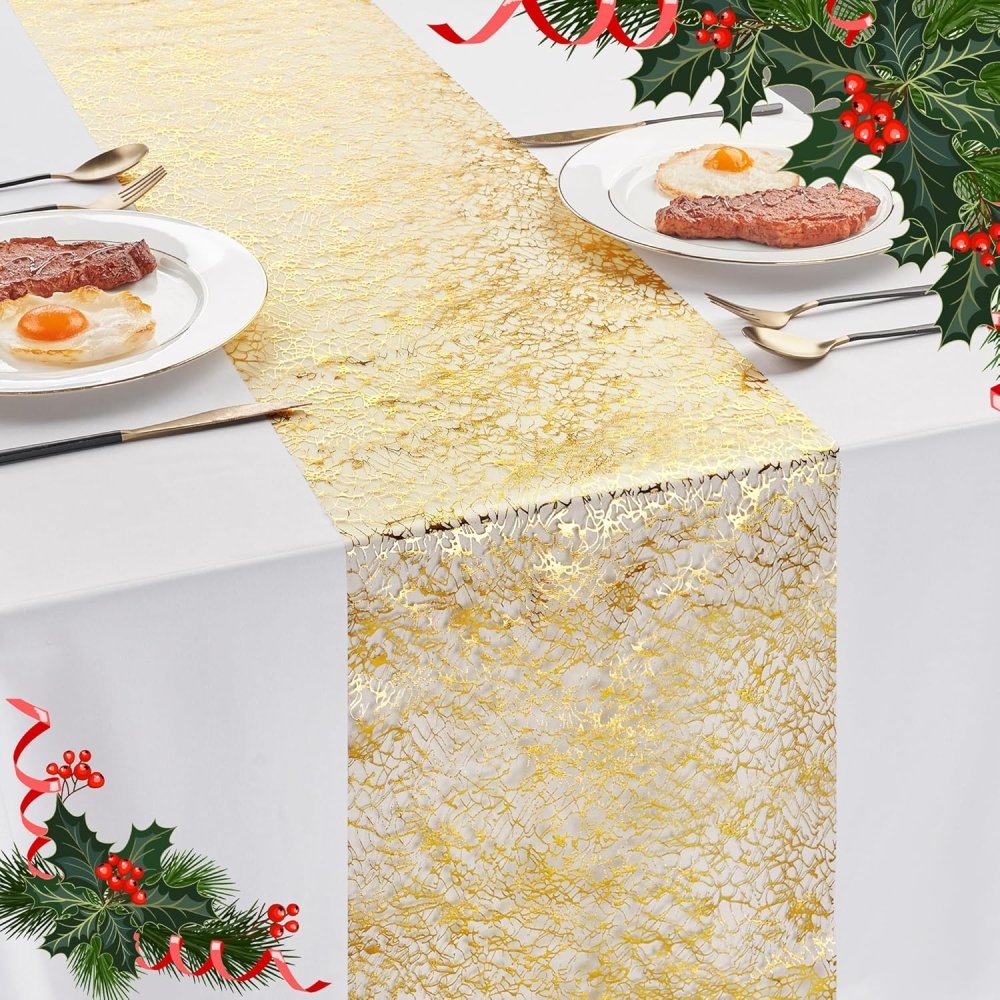 Deconovo Sequin Glitter Metallic Foil Table Runner, Mesh Sparkle for Weddings, Parties, Events, Holiday, DIY Decor - Deconovo US