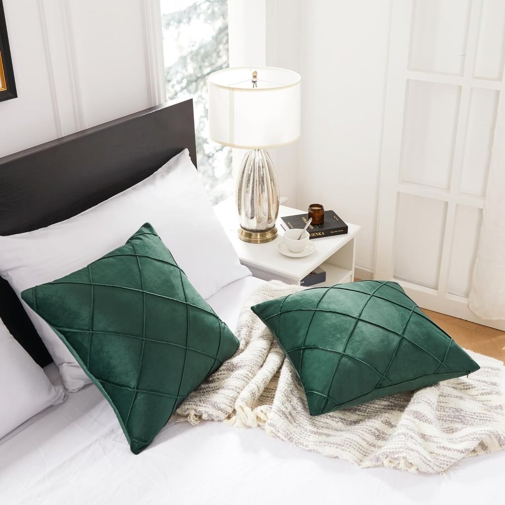 Deconovo Striped Decorative Velvet Throw Pillows, Geometric Design Home Decoration Pillowcases, Set of 2 - Deconovo US