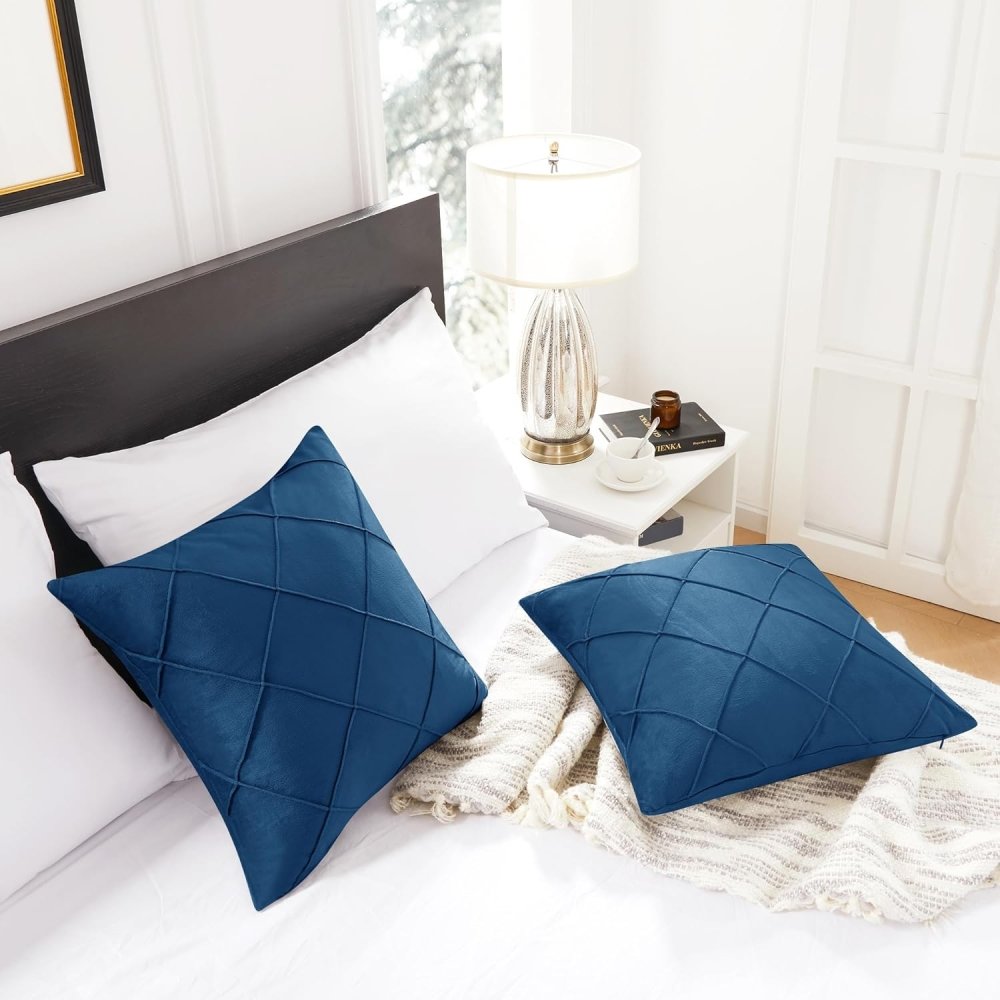 Deconovo Striped Decorative Velvet Throw Pillows, Geometric Design Home Decoration Pillowcases, Set of 2 - Deconovo US