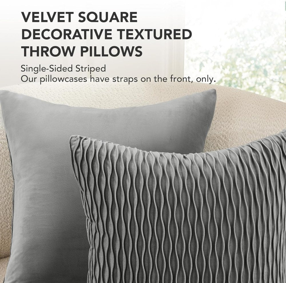 Deconovo Striped Decorative Velvet Throw Pillows, Wave Design Home Decoration Pillowcases, Set of 2 - Deconovo US