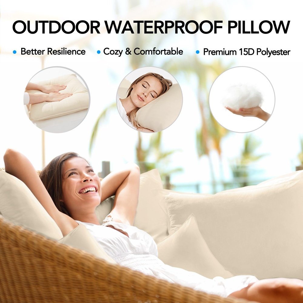 Deconovo Waterproof Outdoor Pillows, Water - Resistant Cushion Inserts, Set of 4 - Deconovo US