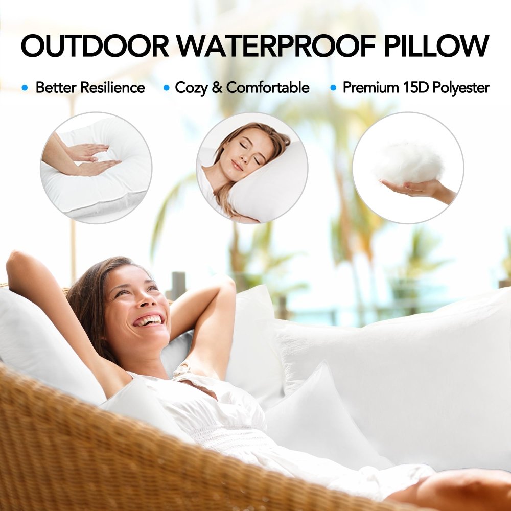 Deconovo Waterproof Outdoor Pillows, Water - Resistant Cushion Inserts, Set of 4 - Deconovo US