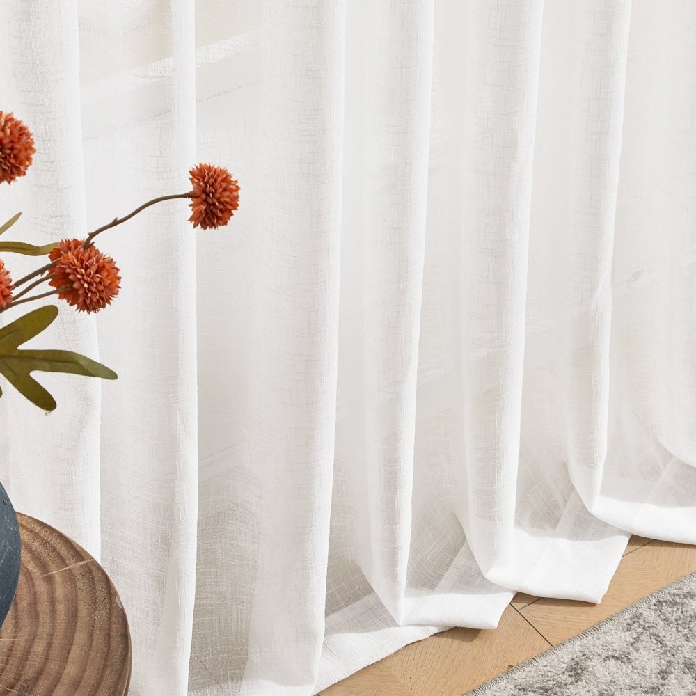 Eunice Turkish Rustic Heavy Linen Sheer Curtains - Deconovo US