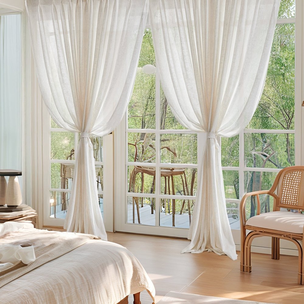 Eunice Turkish Rustic Heavy Linen Sheer Curtains - Deconovo US