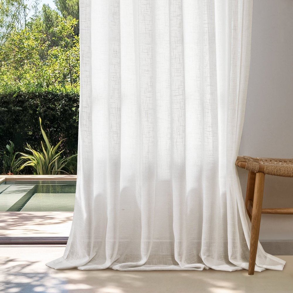Eunice Turkish Rustic Heavy Linen Sheer Curtains - Deconovo US