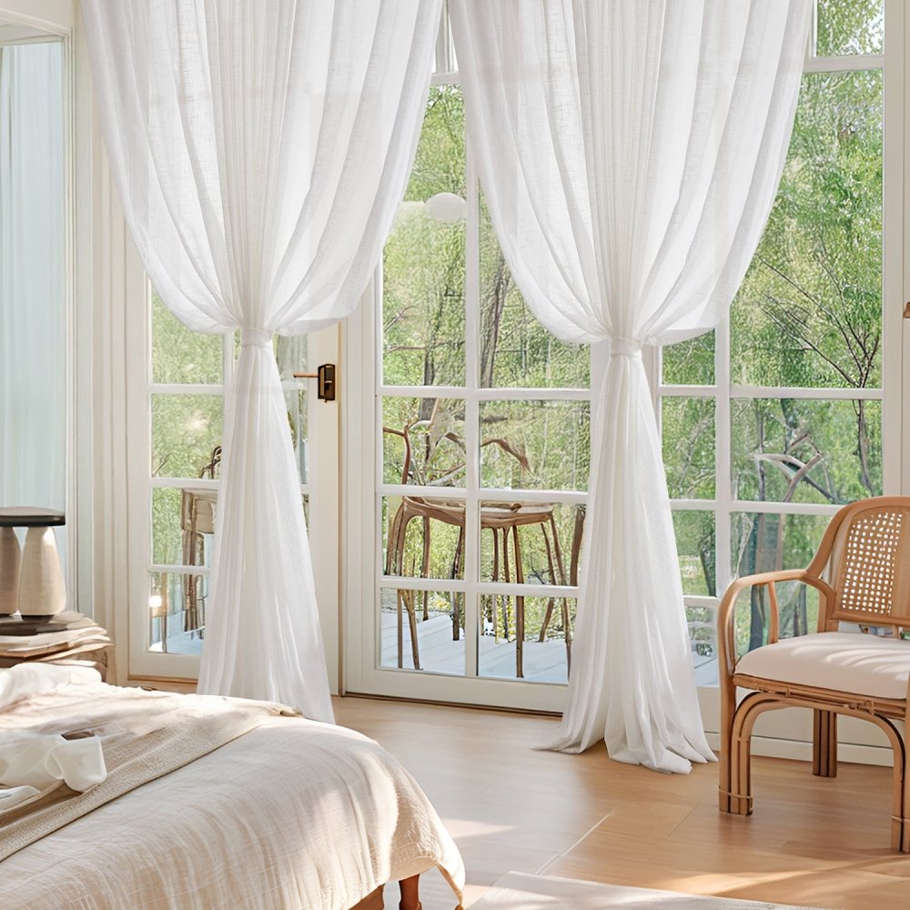 Eunice Turkish Rustic Heavy Linen Sheer Curtains - Deconovo US