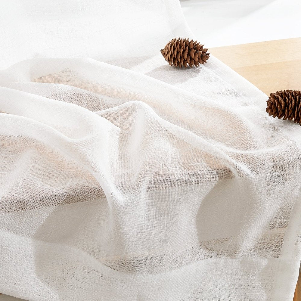 Eunice Turkish Rustic Heavy Linen Sheer Curtains - Deconovo US