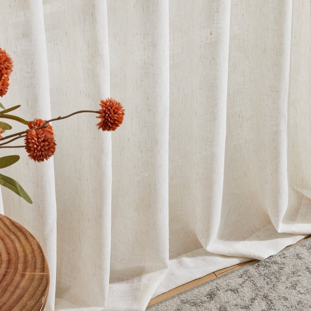 Eunice Turkish Rustic Heavy Linen Sheer Curtains - Deconovo US