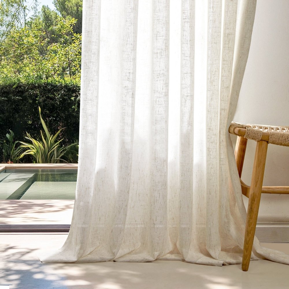Eunice Turkish Rustic Heavy Linen Sheer Curtains - Deconovo US