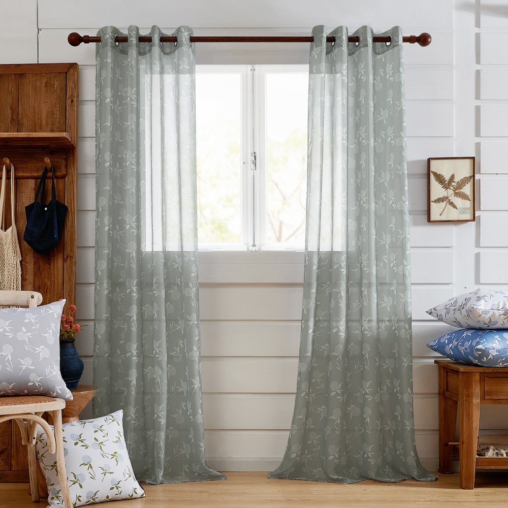 Farmhouse Happy Sheer Curtains - Deconovo US