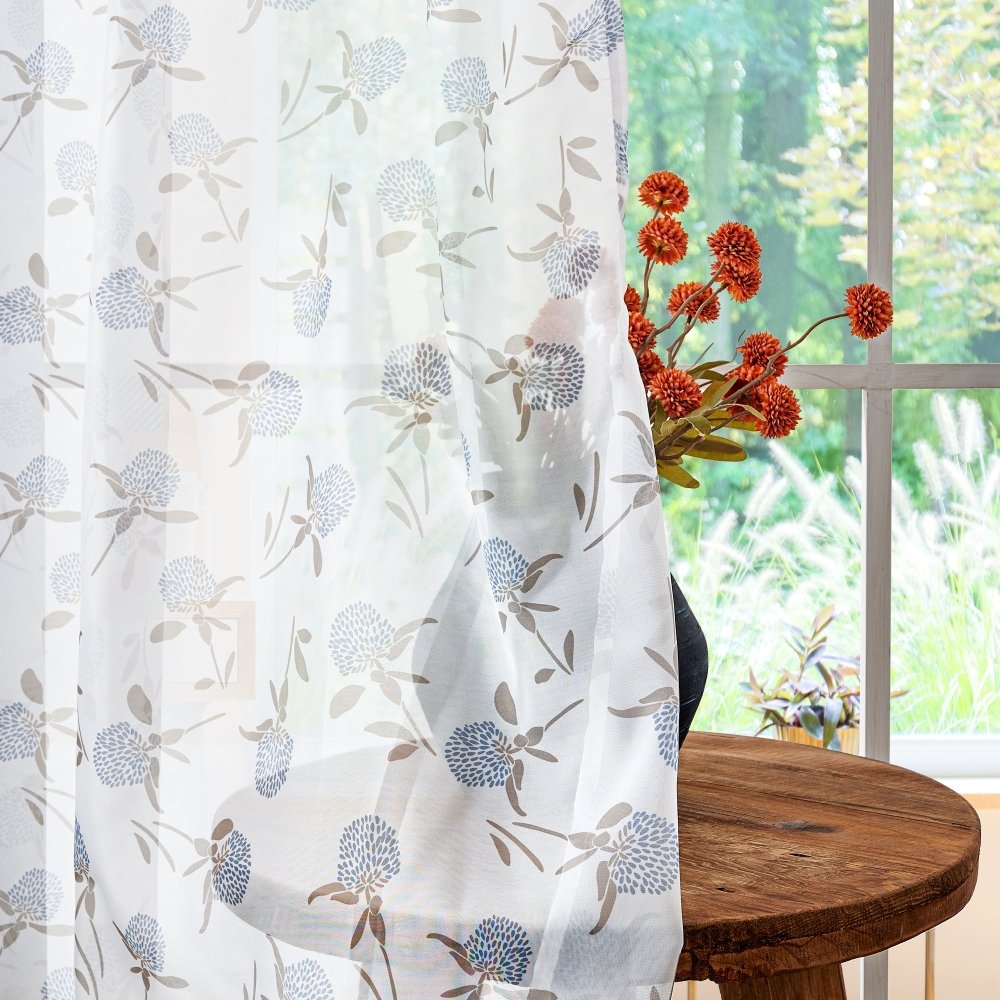 Farmhouse Happy Sheer Curtains - Deconovo US