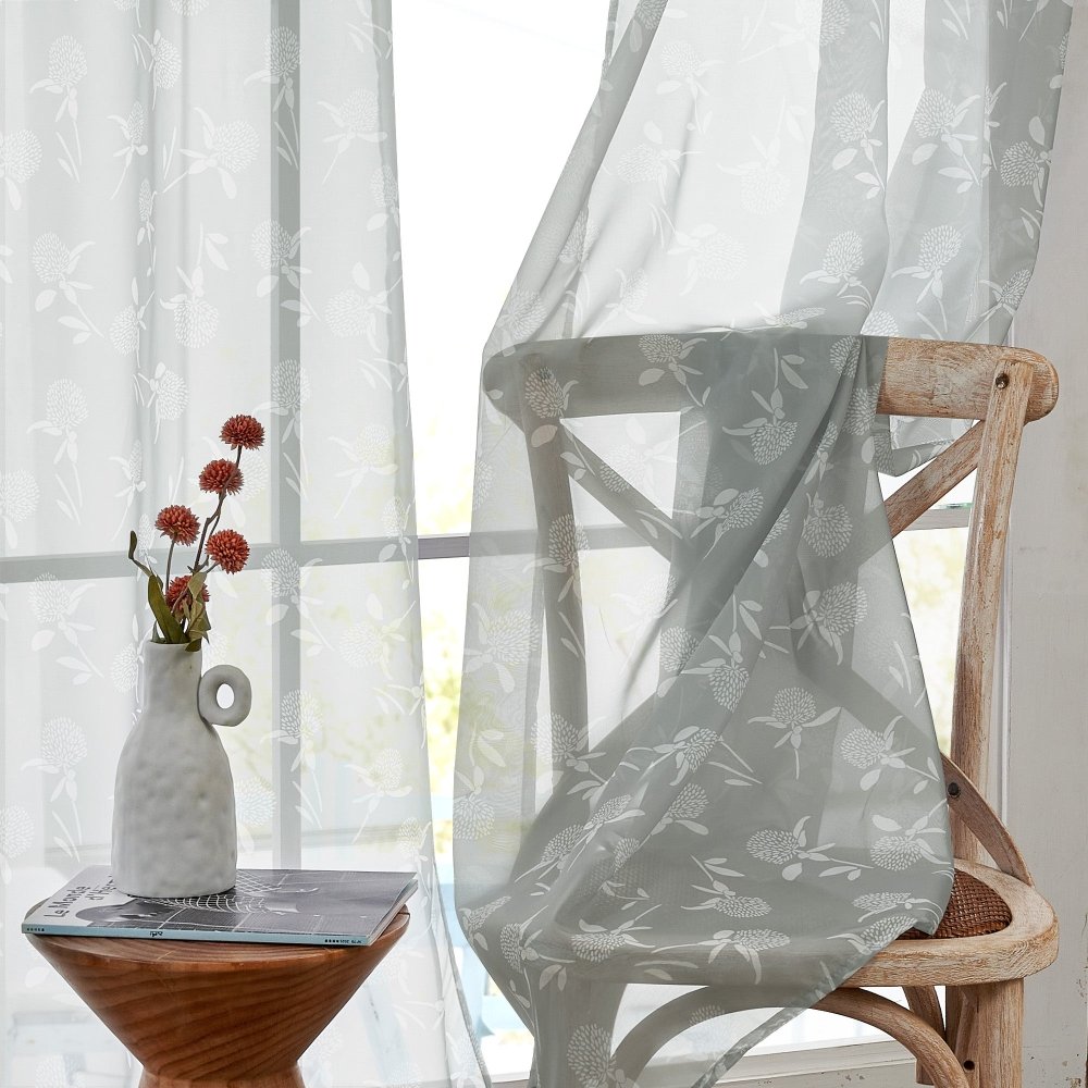 Farmhouse Happy Sheer Curtains - Deconovo US