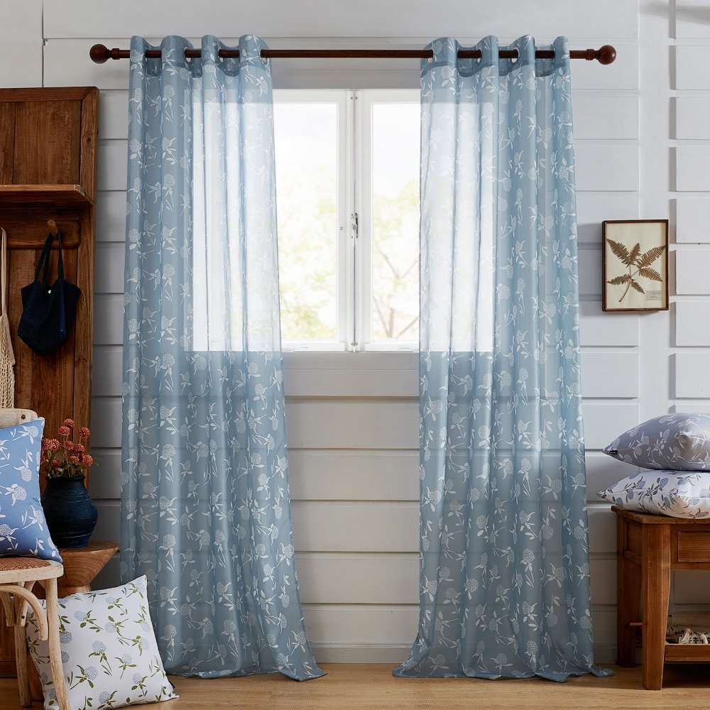 Farmhouse Happy Sheer Curtains - Deconovo US