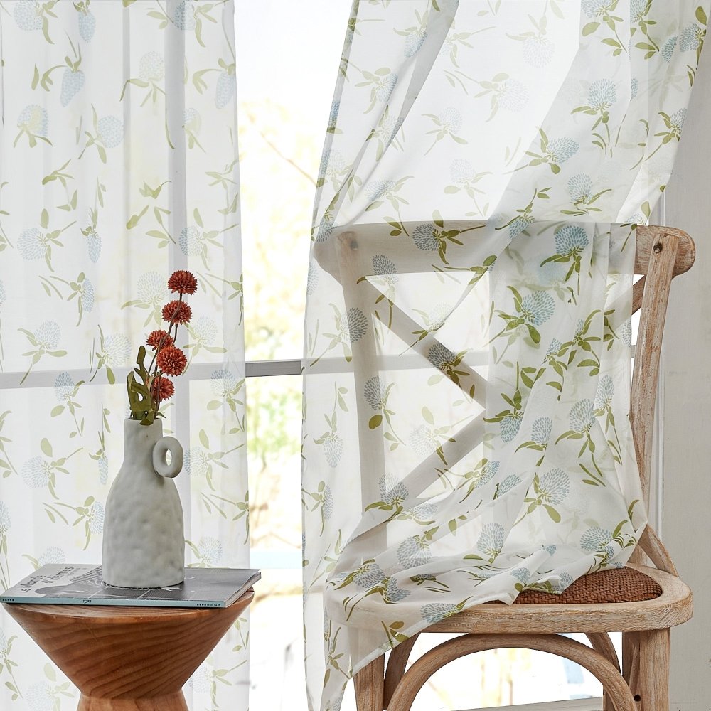 Farmhouse Happy Sheer Curtains - Deconovo US