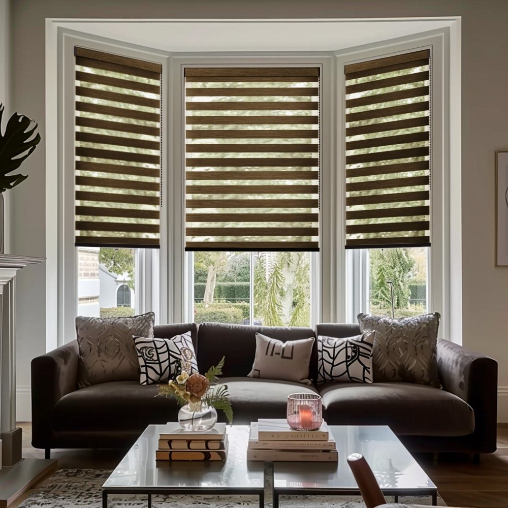 Grace Custom Linen Texture Blackout Zebra Blinds - Deconovo US