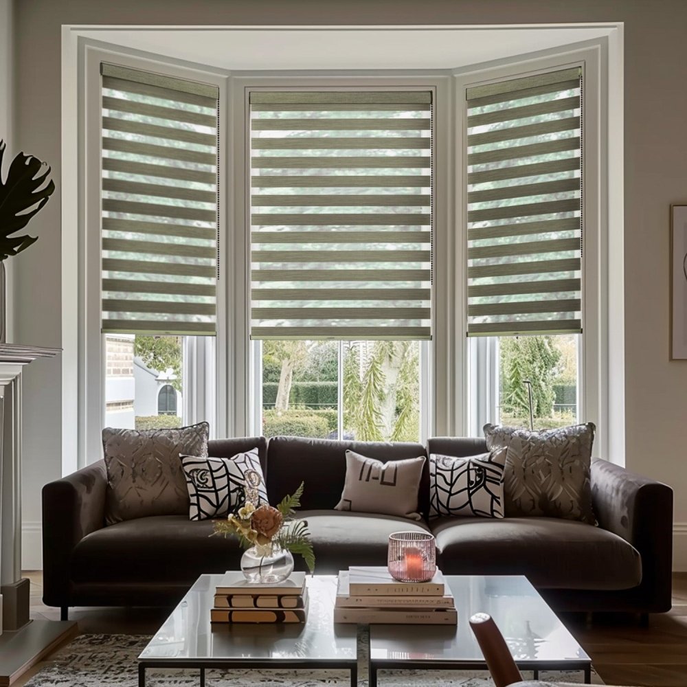 Grace Custom Linen Texture Blackout Zebra Blinds - Deconovo US