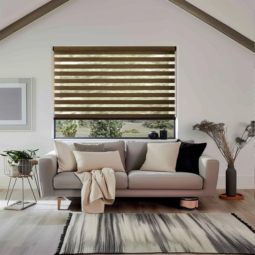 Grace Custom Linen Texture Blackout Zebra Blinds - Deconovo US