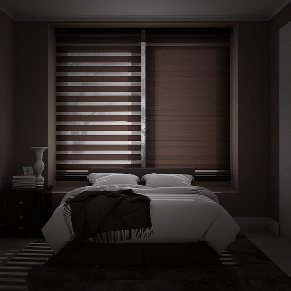 Grace Custom Linen Texture Blackout Zebra Blinds - Deconovo US