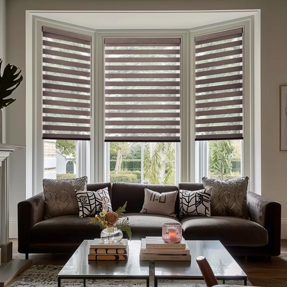 Grace Custom Linen Texture Blackout Zebra Blinds - Deconovo US