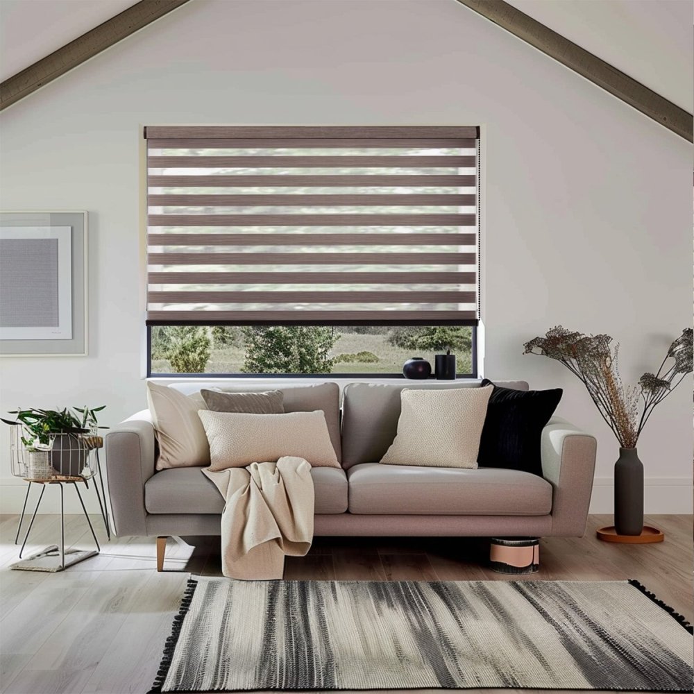 Grace Custom Linen Texture Blackout Zebra Blinds - Deconovo US
