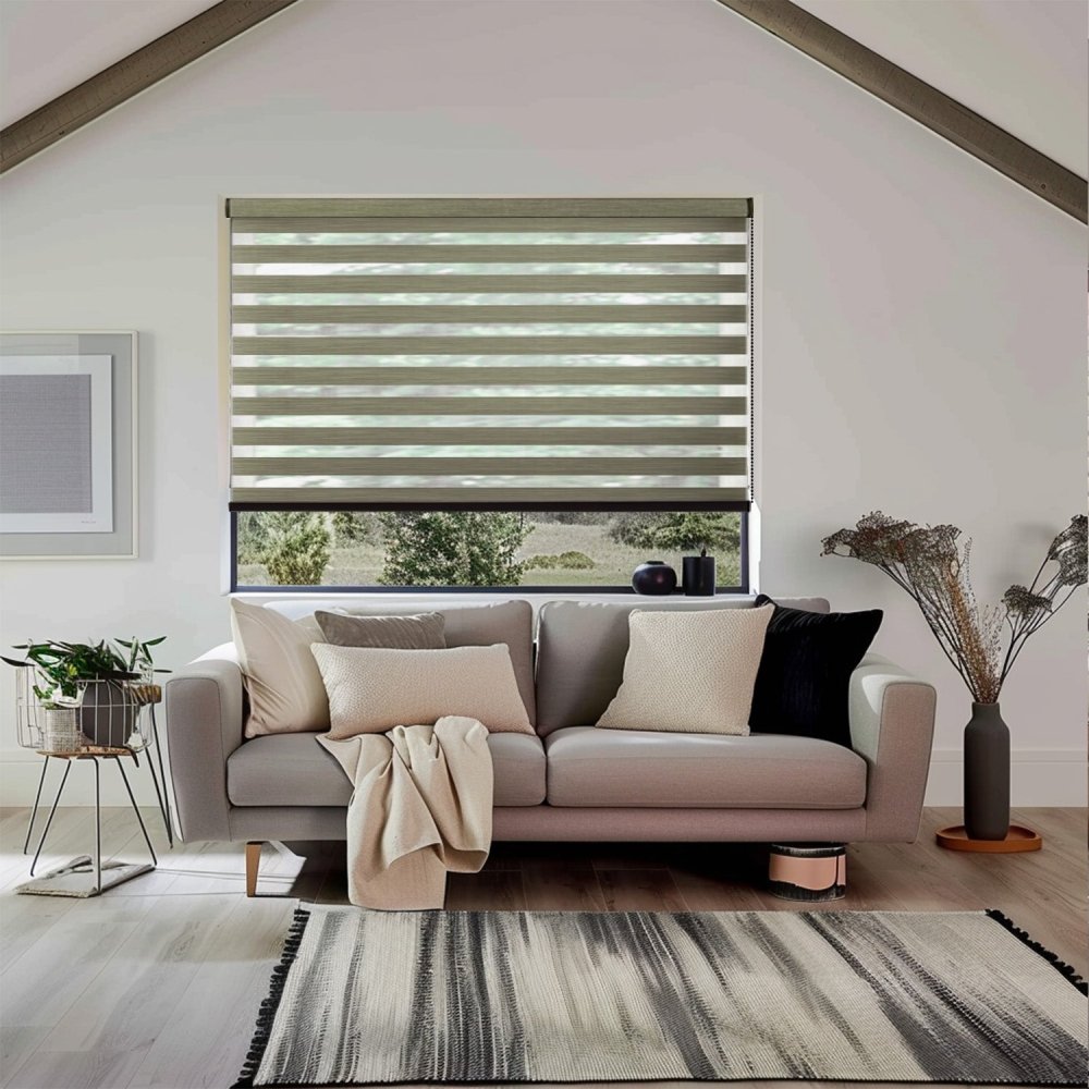 Grace Custom Linen Texture Blackout Zebra Blinds - Deconovo US