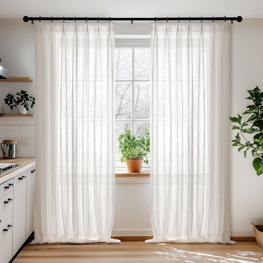 Iris Custom Linen Striped Sheer Curtains - Deconovo US