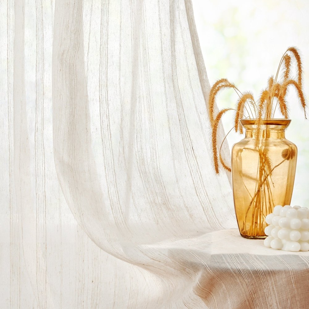 Iris Custom Linen Striped Sheer Curtains - Deconovo US