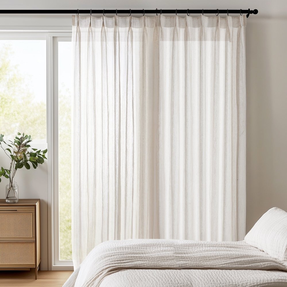 Iris Custom Linen Striped Sheer Curtains - Deconovo US