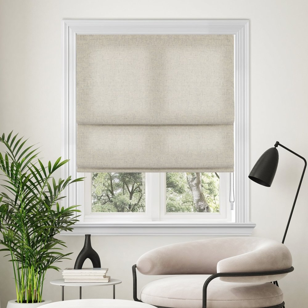 Lauretta Custom Linen Roman Shades Corded - Deconovo US