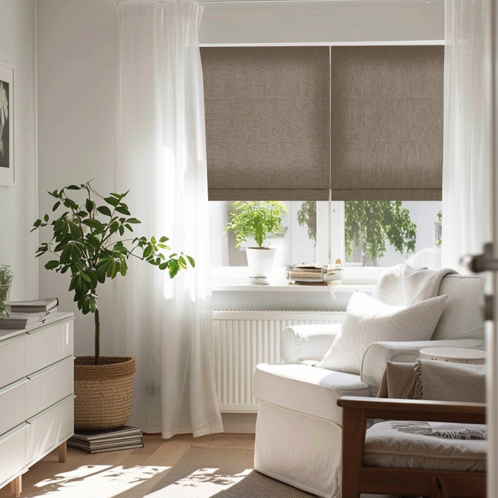 Lauretta Custom Linen Roman Shades Corded - Deconovo US