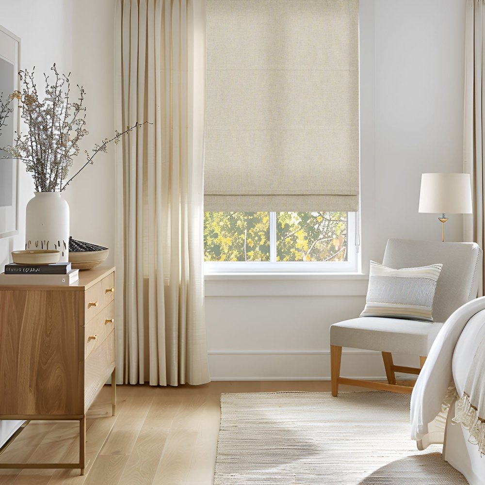 Lauretta Custom Linen Roman Shades Corded - Deconovo US