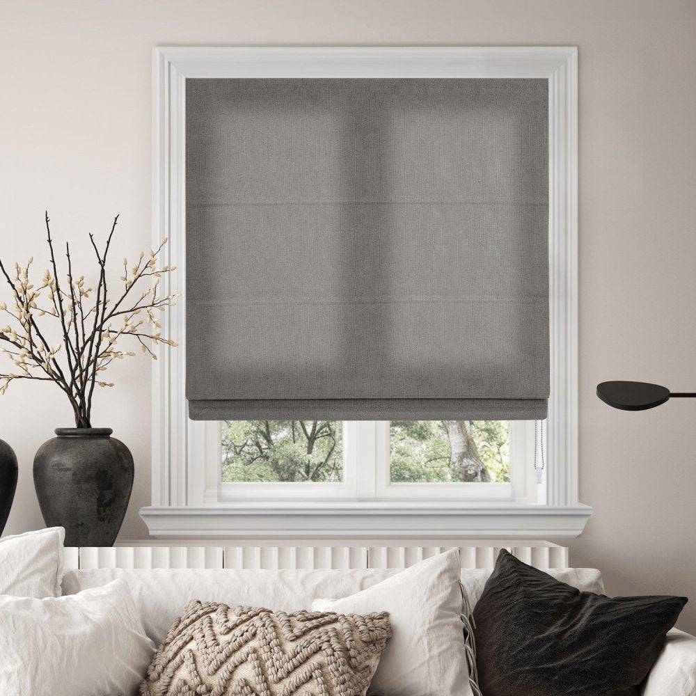 Lauretta Custom Linen Roman Shades Corded - Deconovo US