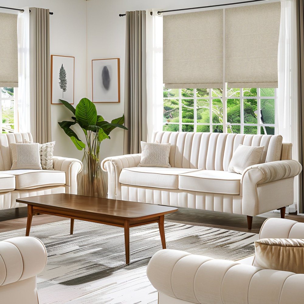 Lauretta Custom Linen Roman Shades Corded - Deconovo US