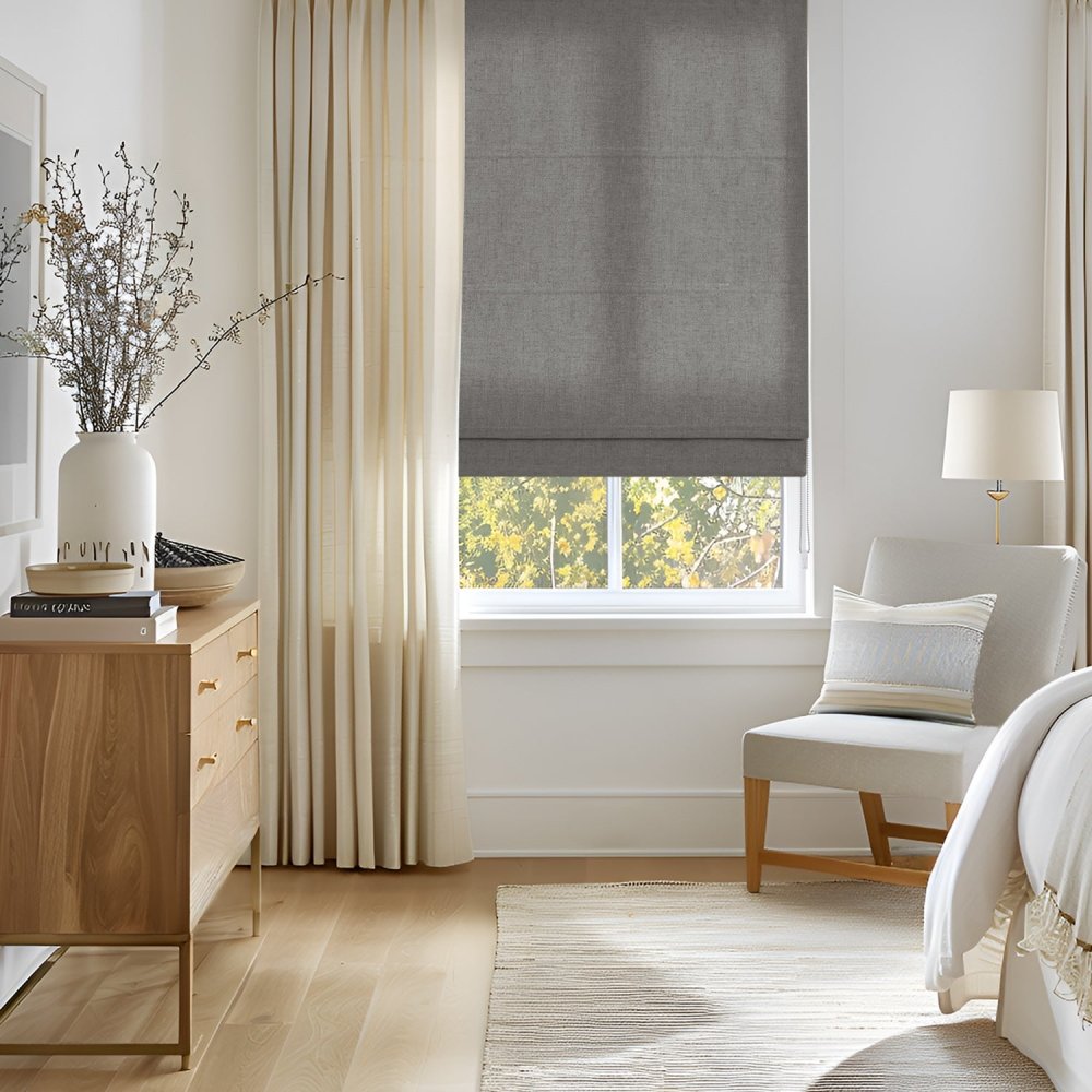Lauretta Custom Linen Roman Shades Corded - Deconovo US