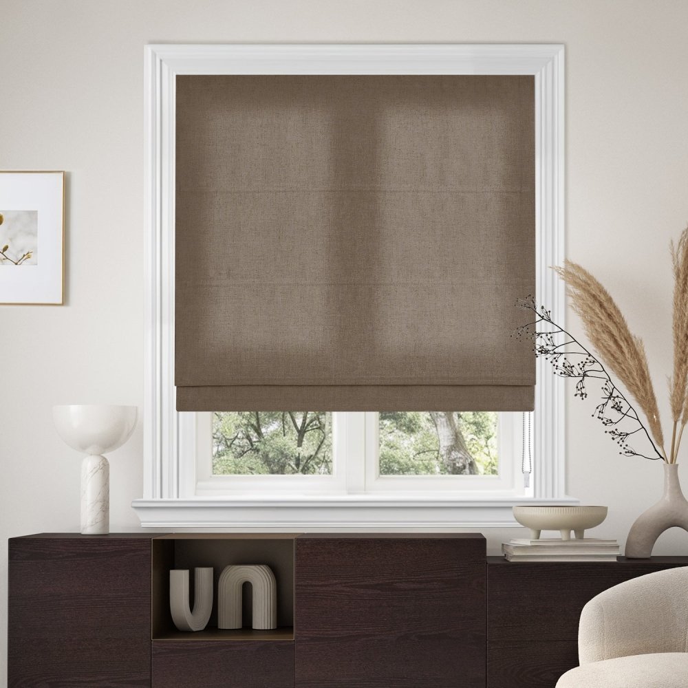 Lauretta Custom Linen Roman Shades Corded - Deconovo US