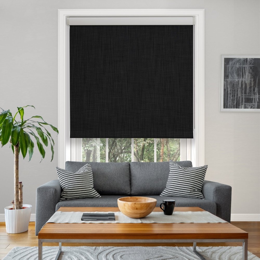 Luna Custom Linen Full Blackout Roller Blinds - Deconovo US