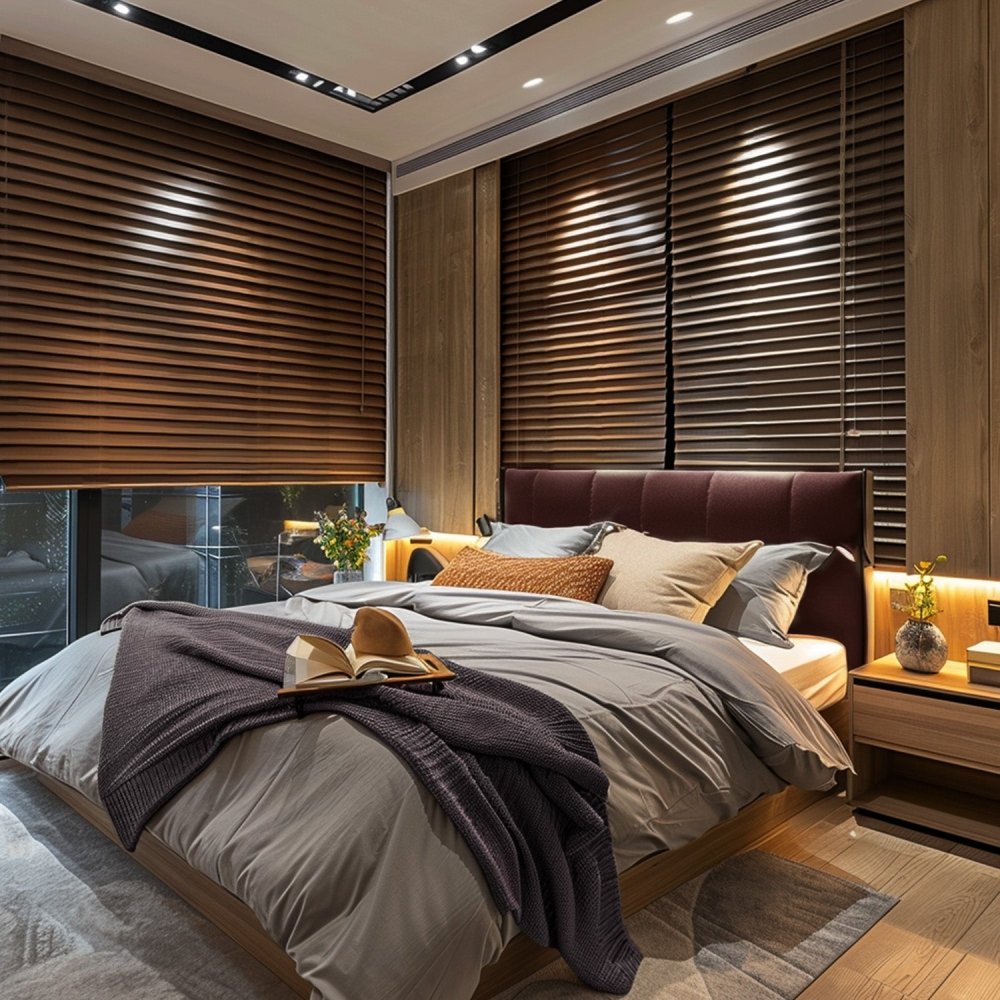 Maya Custom Wood Pattern Aluminum Venetian Blinds - Deconovo US