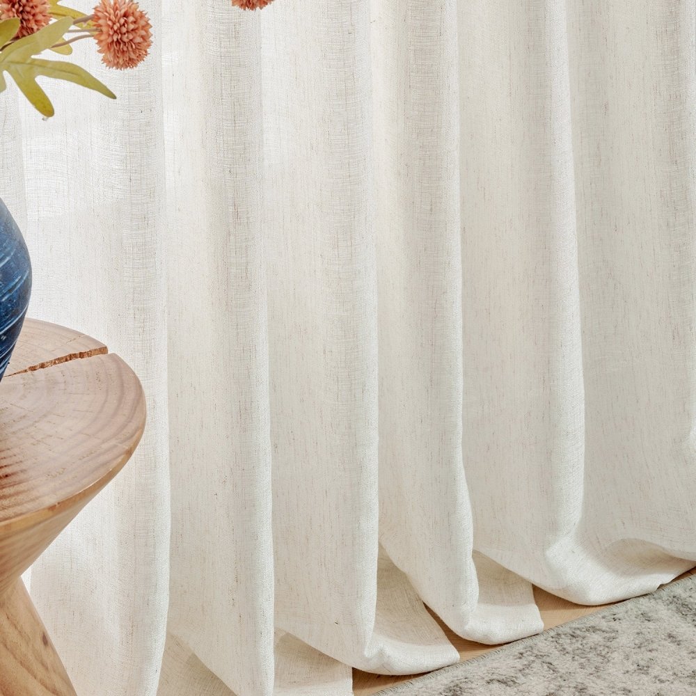 Mina Softened Heavy Linen Custom Sheer Curtains - Deconovo US