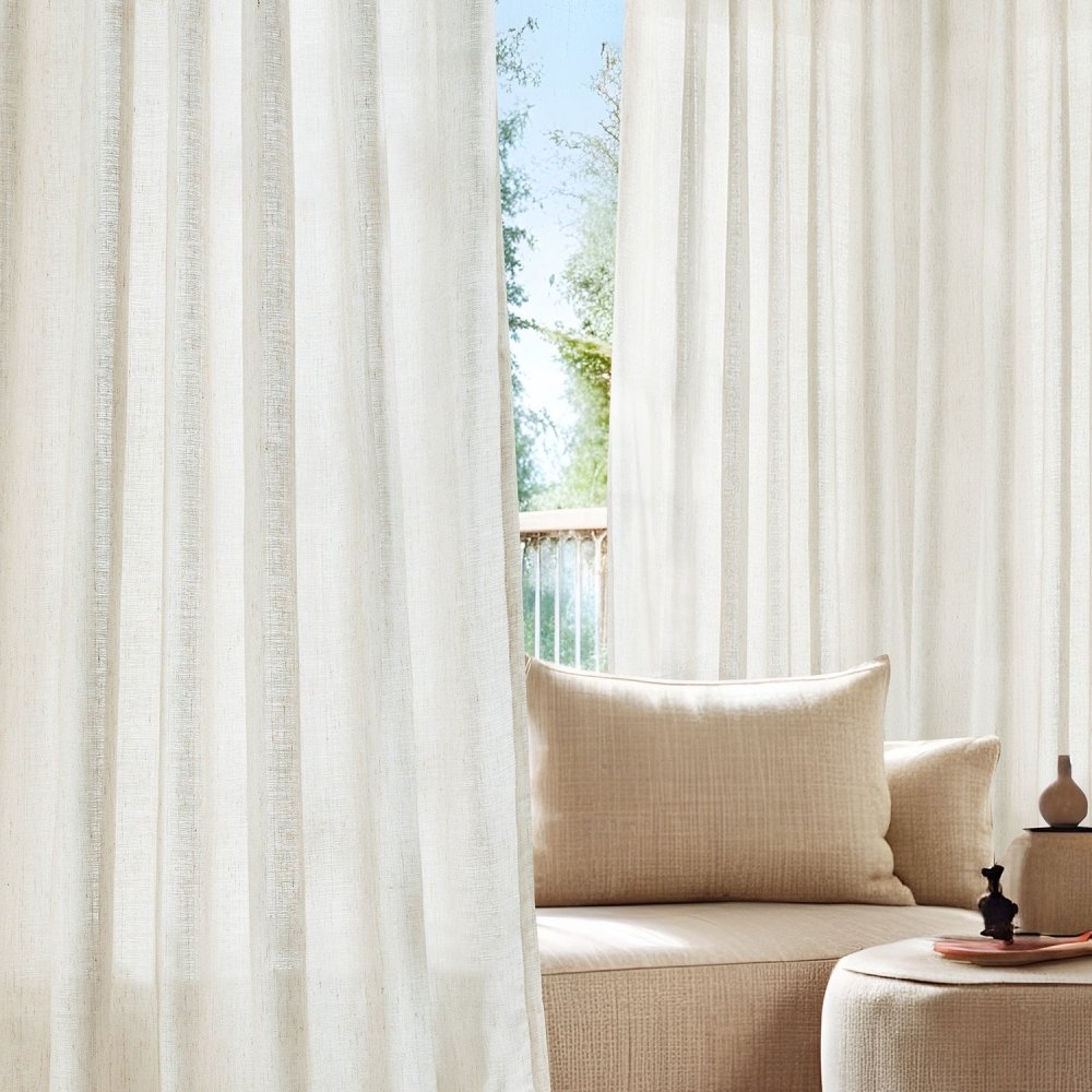 Mina Softened Heavy Linen Custom Sheer Curtains - Deconovo US