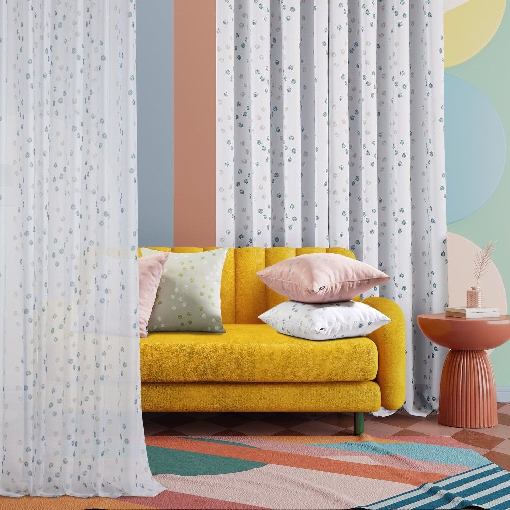 Modern Cubic Play Sheer Curtains - Deconovo US